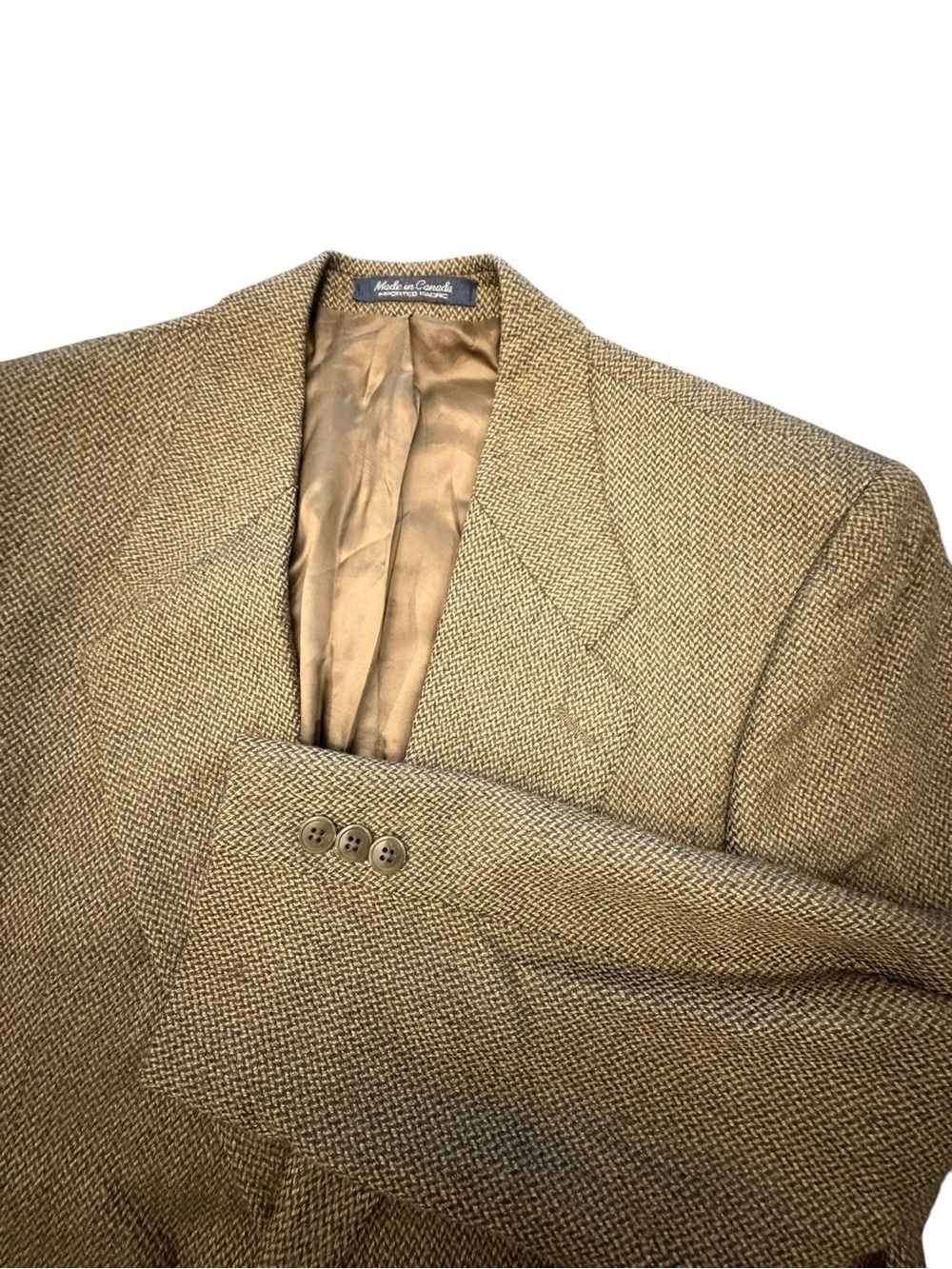 Kasper Virgin Wool Blazer Jacket Brown Herringbone Tweed Vintage Sport Coat 38S